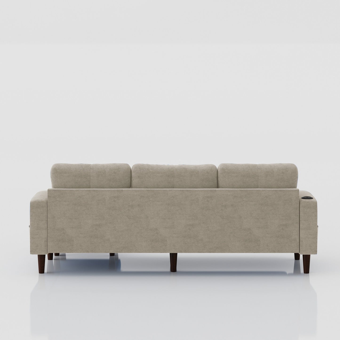 Canapé convertible 3 places en L en tissu de 78 pouces avec rangement, port USB et porte-gobelet