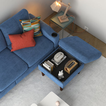 Canapé convertible en L en tissu de 78 po avec rangement, port USB et porte-gobelet – Idéal pour les petits espaces