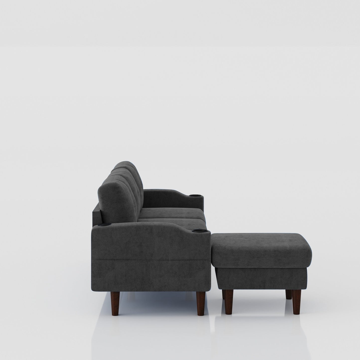 Canapé convertible en L en tissu de 78 po avec rangement, port USB et porte-gobelet – Idéal pour les petits espaces
