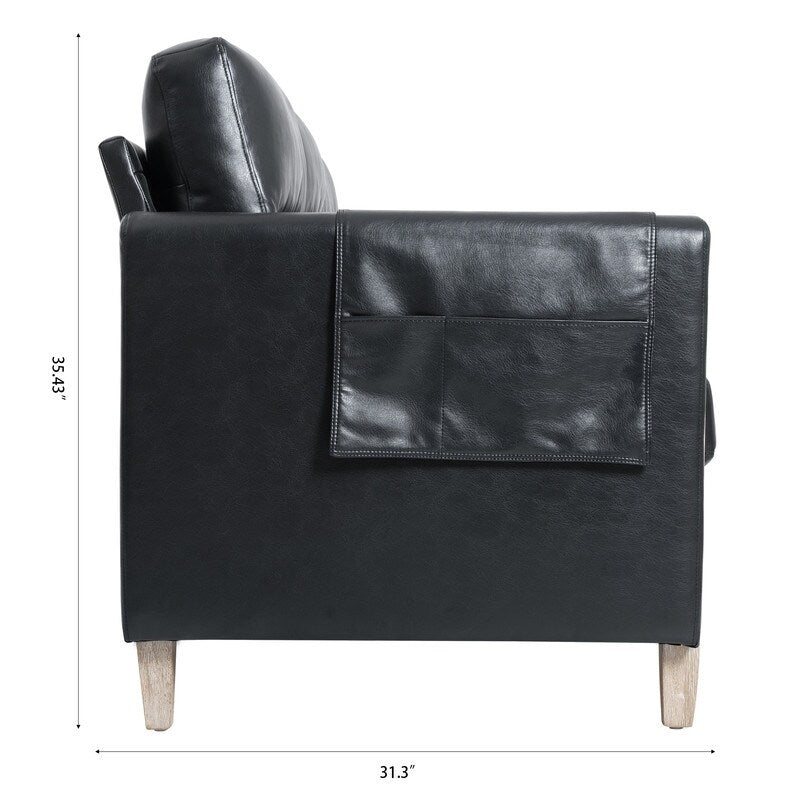 Canapé 3 places noir de 200 cm avec coussins moelleux, idéal pour le salon