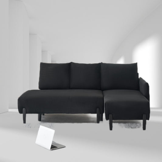 Canapé en velours de 200 cm – Design milieu de siècle avec 3 coussins décoratifs