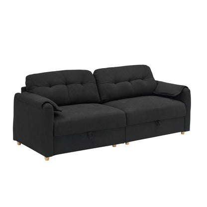 Tissu de canapé en coton et lin Teddy de 79,50 pouces de long, avec pieds longs coniques en métal, bande métallique assortie, élégant et simple