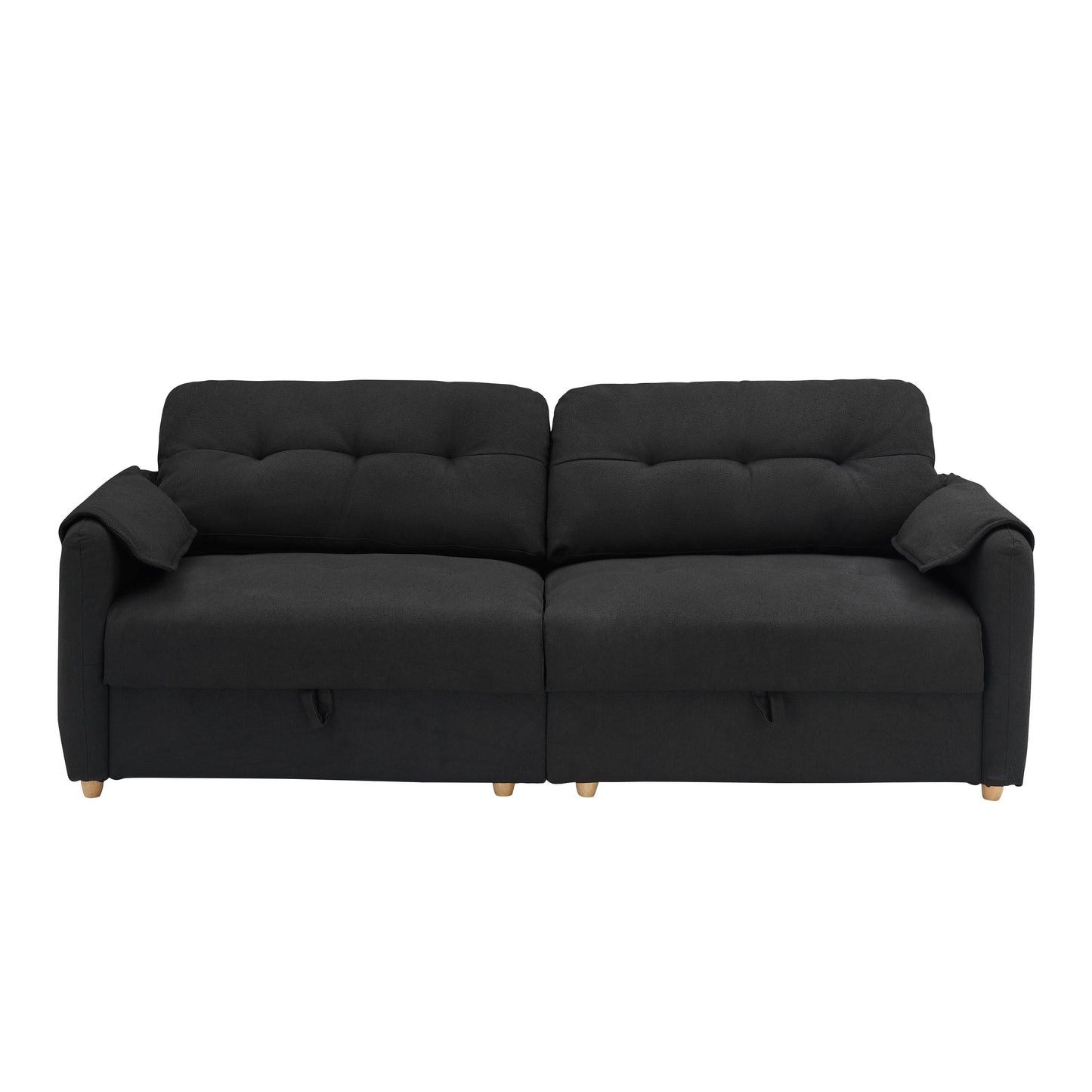 Tissu de canapé en coton et lin Teddy de 79,50 pouces de long, avec pieds longs coniques en métal, bande métallique assortie, élégant et simple