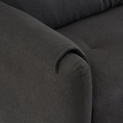 Tissu de canapé en coton et lin Teddy de 79,50 pouces de long, avec pieds longs coniques en métal, bande métallique assortie, élégant et simple