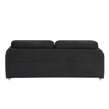Tissu de canapé en coton et lin Teddy de 79,50 pouces de long, avec pieds longs coniques en métal, bande métallique assortie, élégant et simple