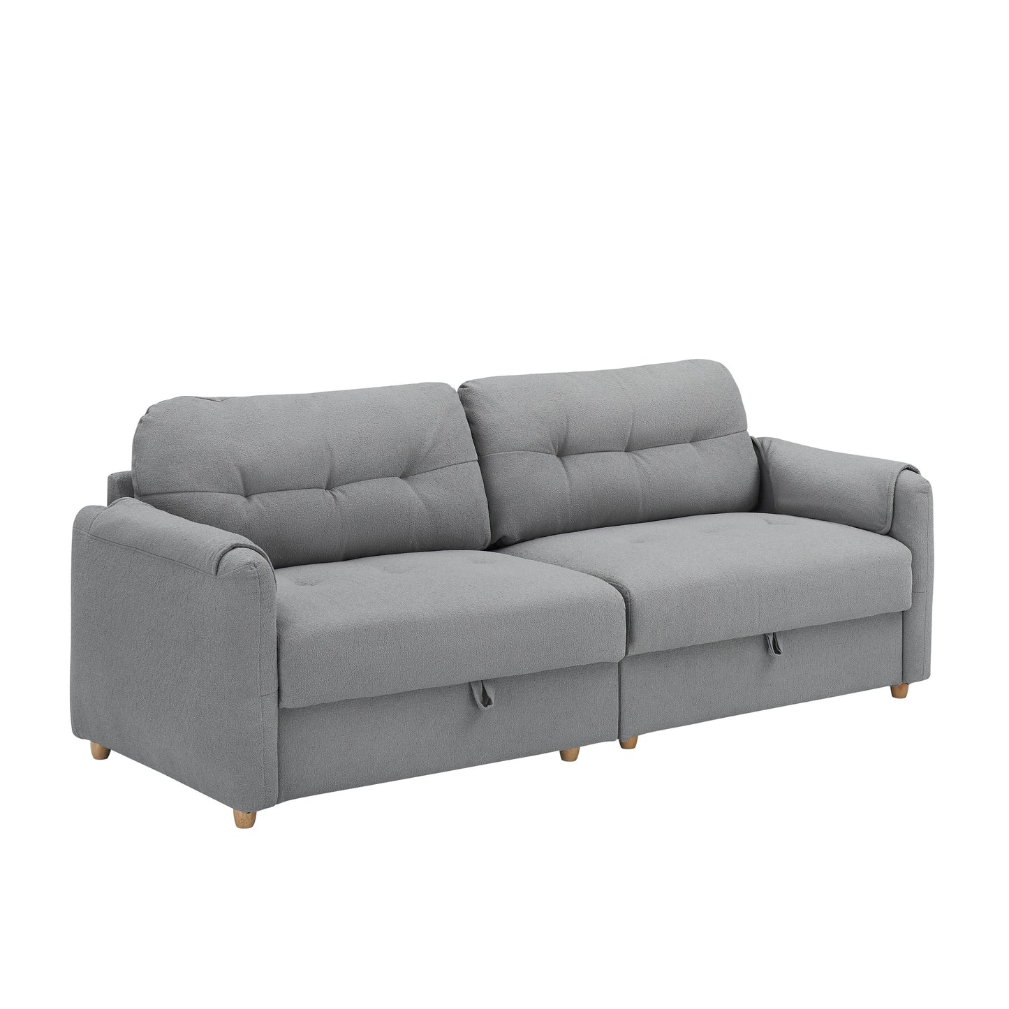 Tissu de canapé en coton et lin Teddy de 79,50 pouces de long, avec pieds longs coniques en métal, bande métallique assortie, élégant et simple