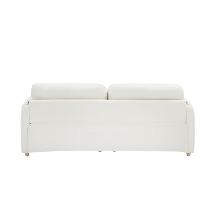 Tissu de canapé en coton et lin Teddy de 79,50 pouces de long, avec pieds longs coniques en métal, bande métallique assortie, élégant et simple