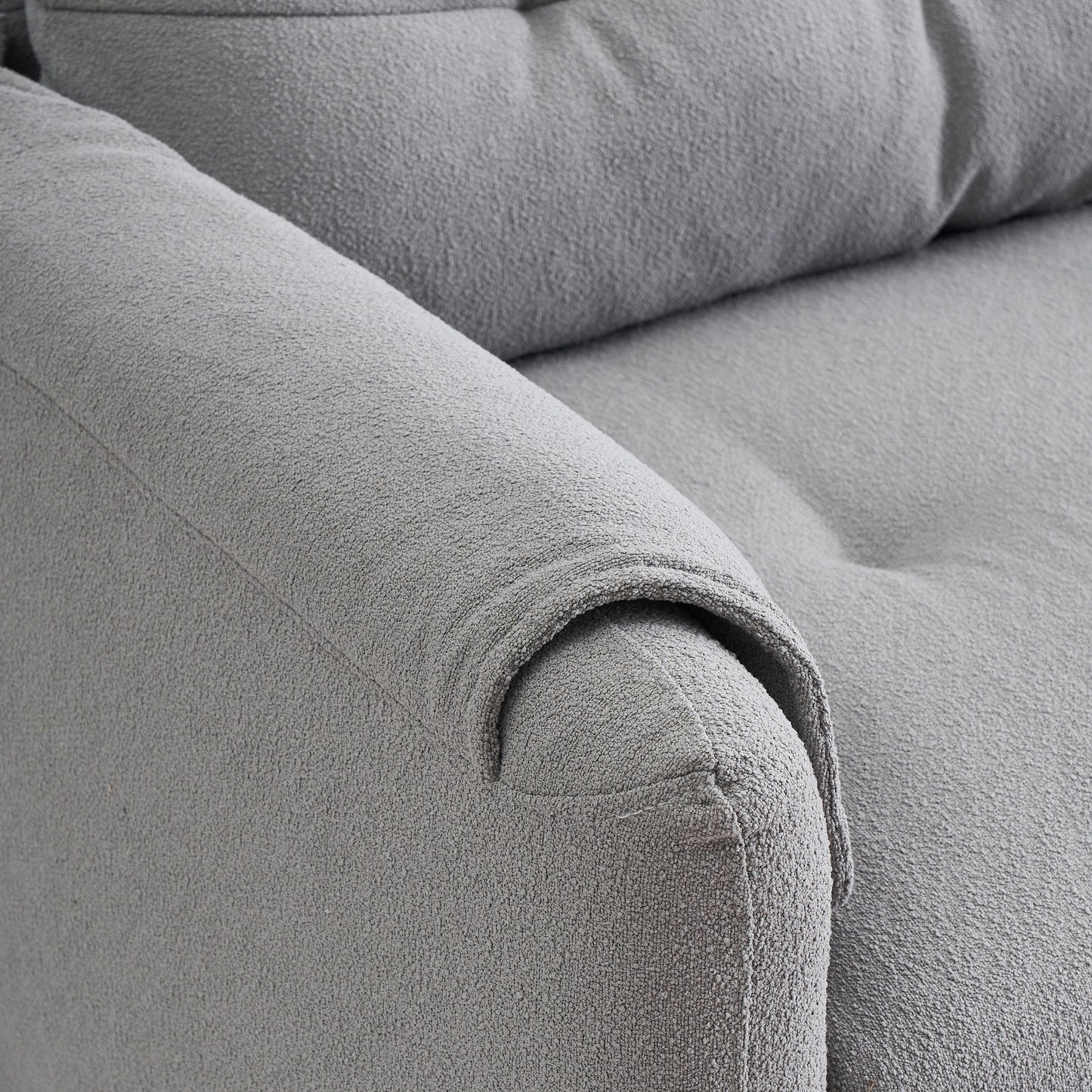 Tissu de canapé en coton et lin Teddy de 79,50 pouces de long, avec pieds longs coniques en métal, bande métallique assortie, élégant et simple