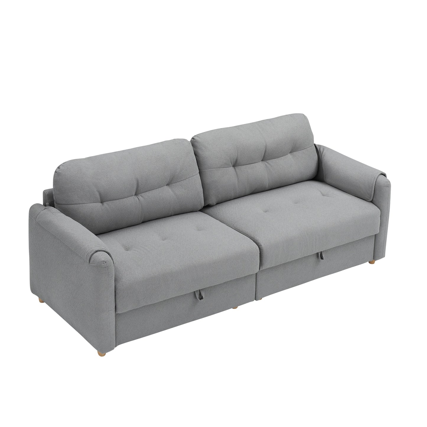 Tissu de canapé en coton et lin Teddy de 79,50 pouces de long, avec pieds longs coniques en métal, bande métallique assortie, élégant et simple