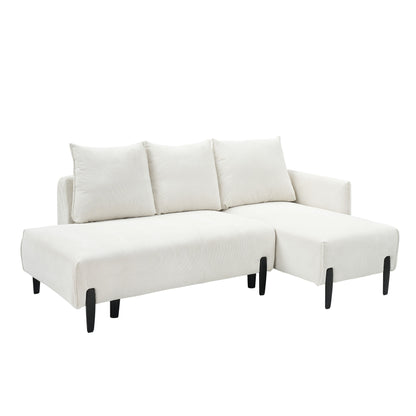 Canapé en velours côtelé beige 79,5 avec 3 coussins pour appartement ou bureau
