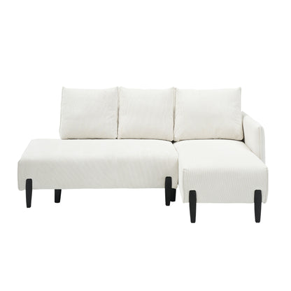 Canapé en velours côtelé beige 79,5 avec 3 coussins pour appartement ou bureau