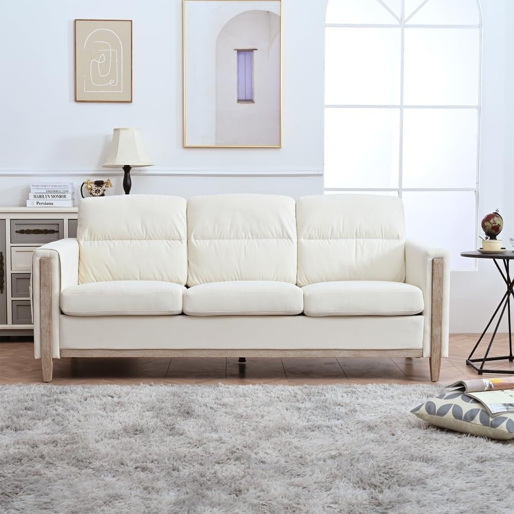 Canapé 3 places moderne de 79,5 pouces avec coussins et accoudoirs, poche latérale pour le salon