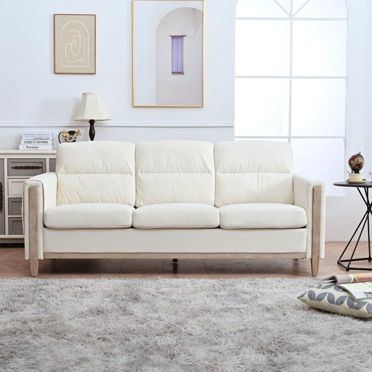 Canapé 3 places moderne de 79,5 pouces avec coussins et accoudoirs, poche latérale pour le salon