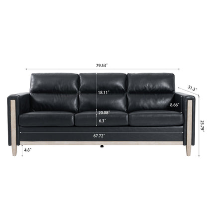 Canapé 3 places en velours massif 79,5 avec assise à ressorts ensachés, dossier en mousse PP et poche de rangement latérale