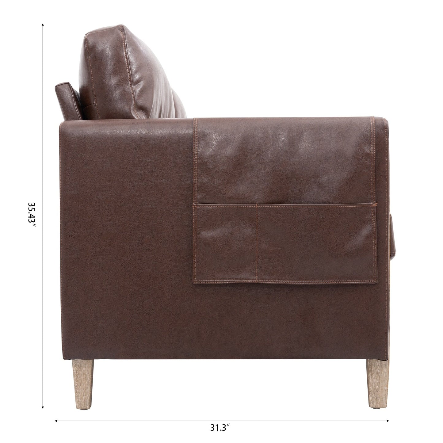 Canapé 3 places en velours massif 79,5 avec assise à ressorts ensachés, dossier en mousse PP et poche de rangement latérale