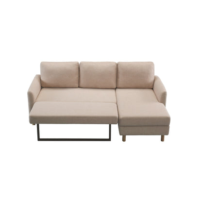 Canapé 3 places en tissu réglable en forme de L de 79,5 po avec lit gigogne et méridienne de rangement