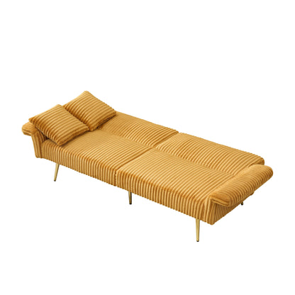 Canapé-lit pliable en velours côtelé 79 avec accoudoirs à 3 positions, mousse haute résilience et pieds en métal