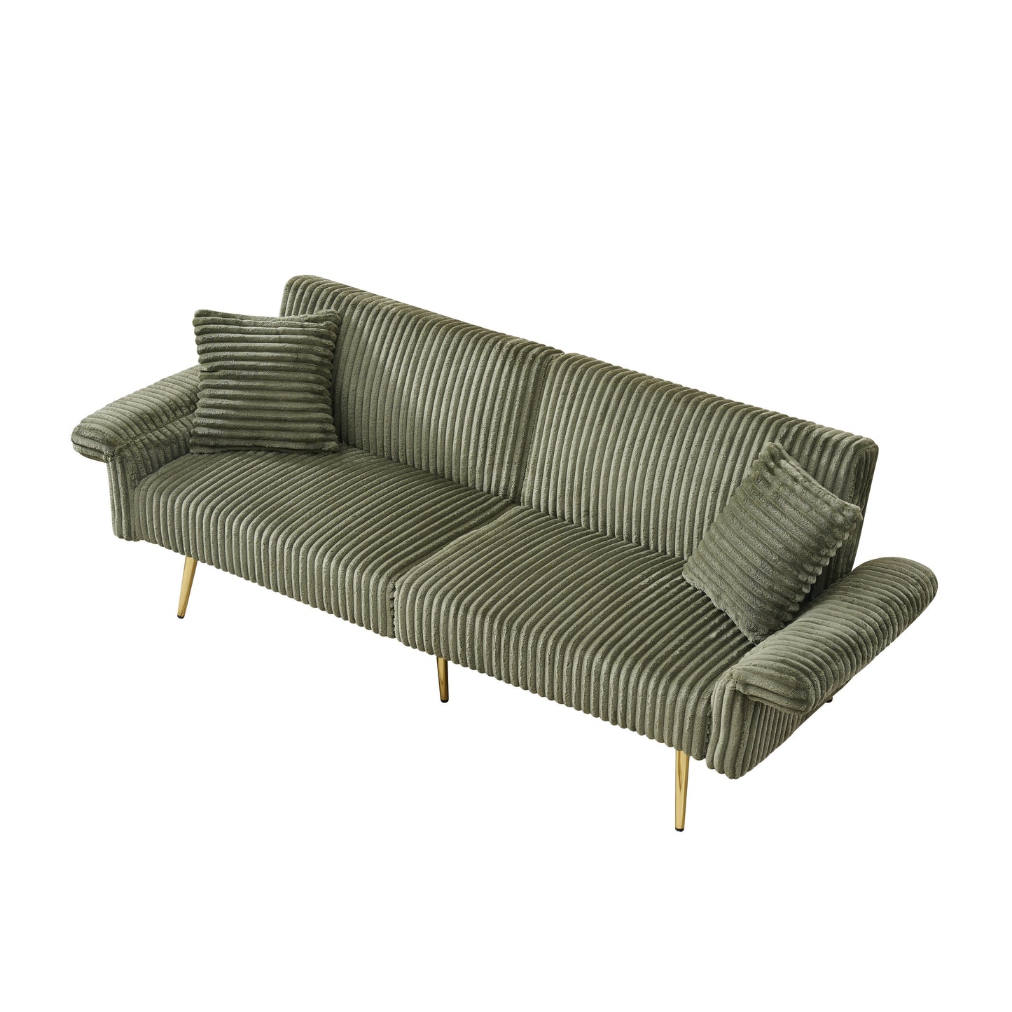 Canapé-lit pliable en velours côtelé 79 avec accoudoirs à 3 positions, mousse haute résilience et pieds en métal