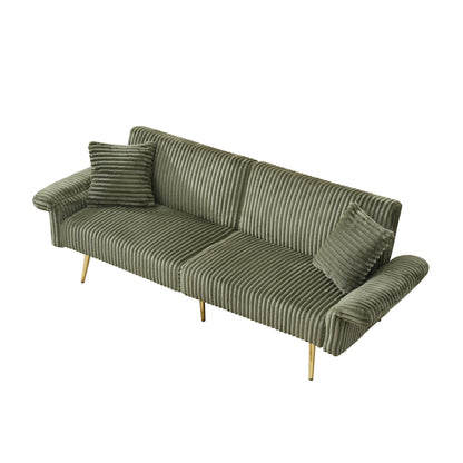 Canapé-lit pliable en velours côtelé 79 avec accoudoirs à 3 positions, mousse haute résilience et pieds en métal