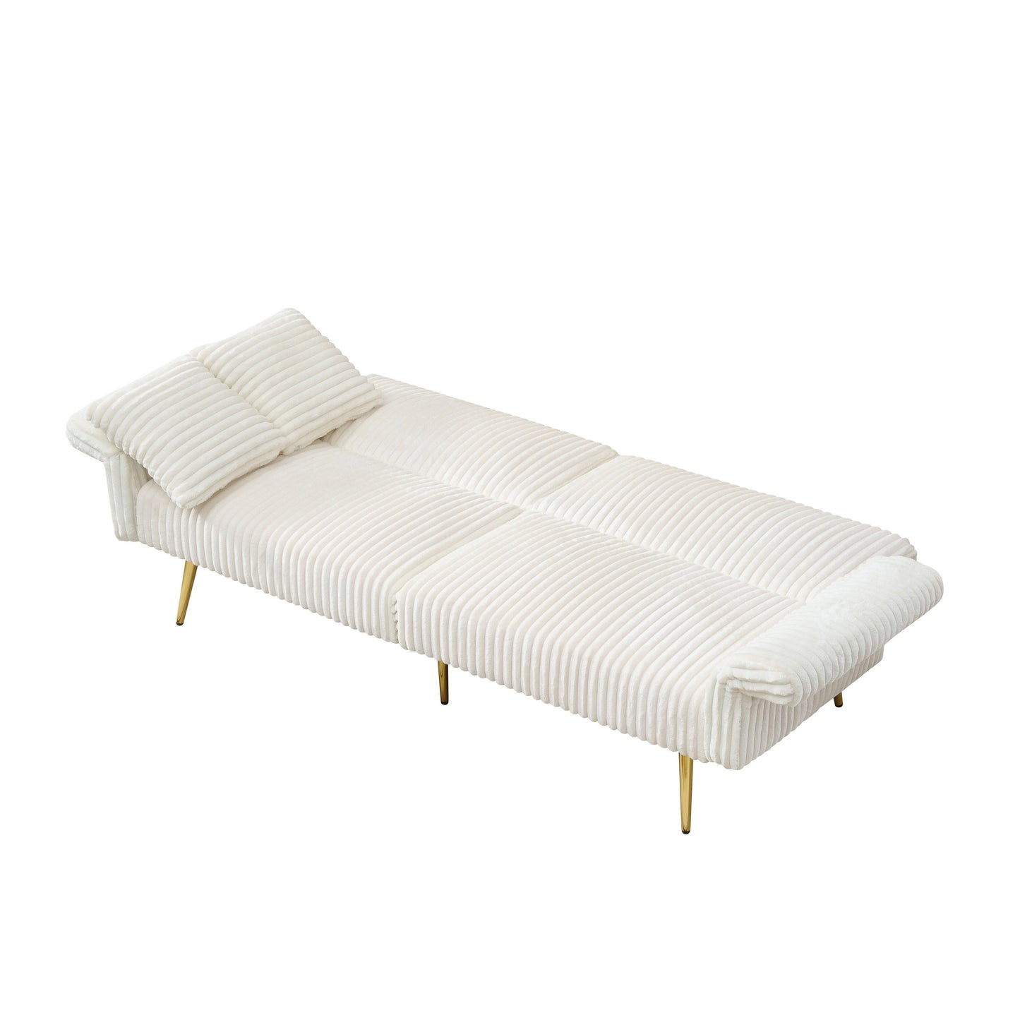 Canapé-lit pliable en velours côtelé 79 avec accoudoirs à 3 positions, mousse haute résilience et pieds en métal