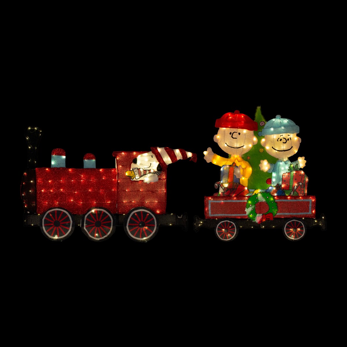 Ensemble de 2 trains pré-éclairés à LED 2D Peanuts