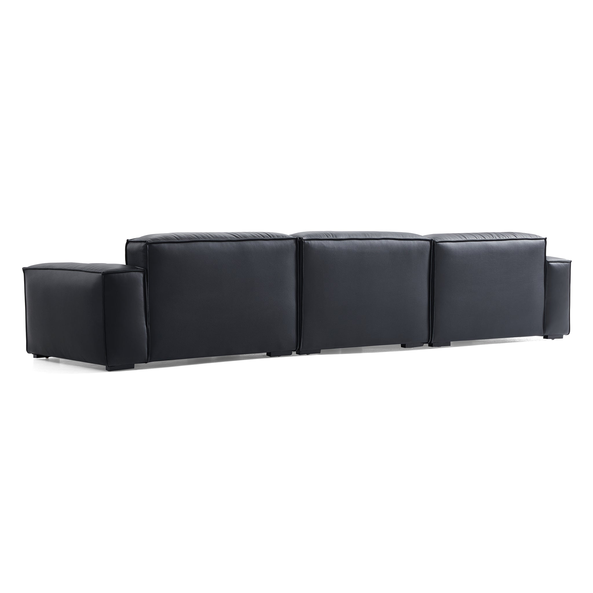 Canapé de luxe minimaliste en cuir noir