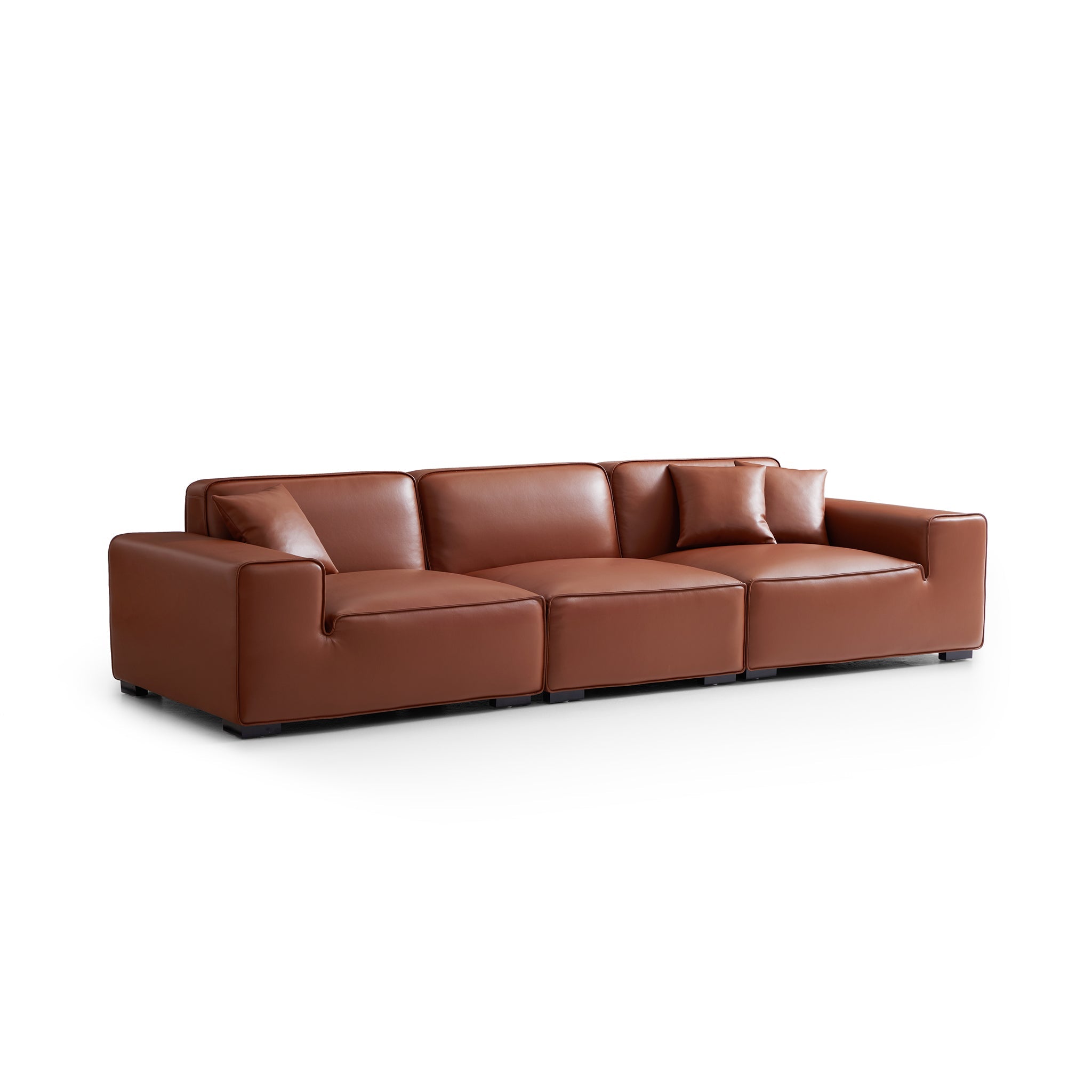 Domus Modular Black Leather Sofa