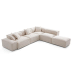 Canapé modulable blanc en L et pouf Freedom