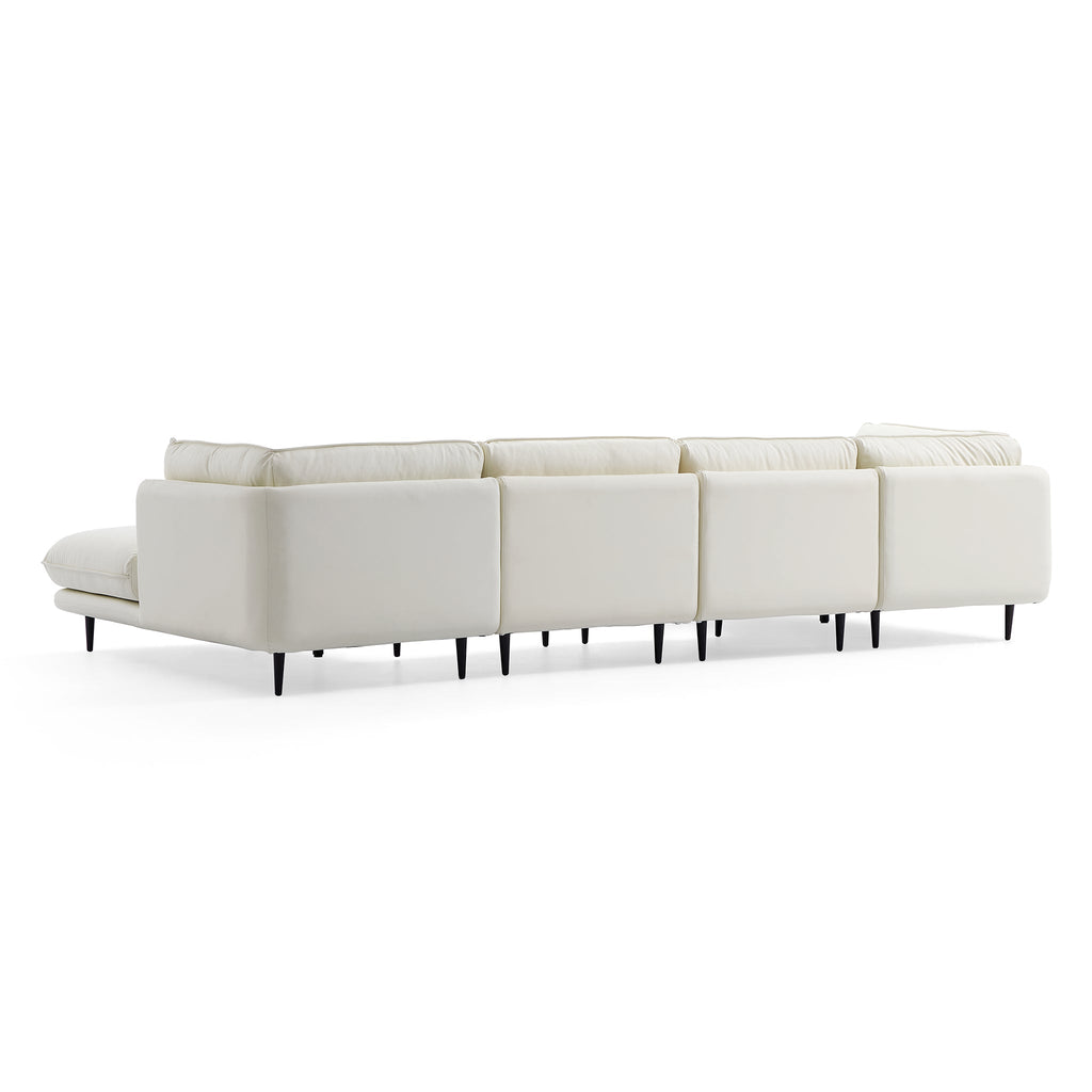 Vanilla White Leather U-Shaped Sectional