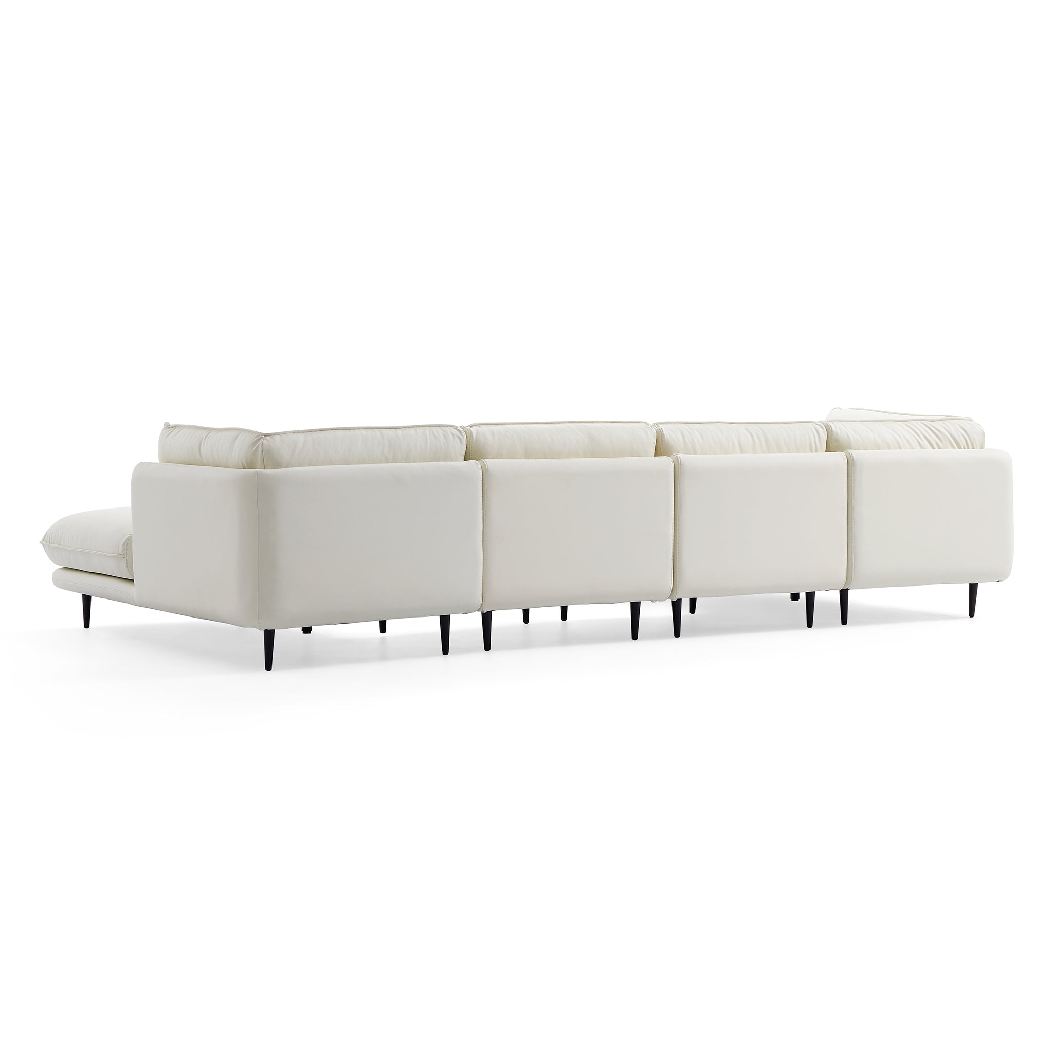 Vanilla White Leather U-Shaped Sectional