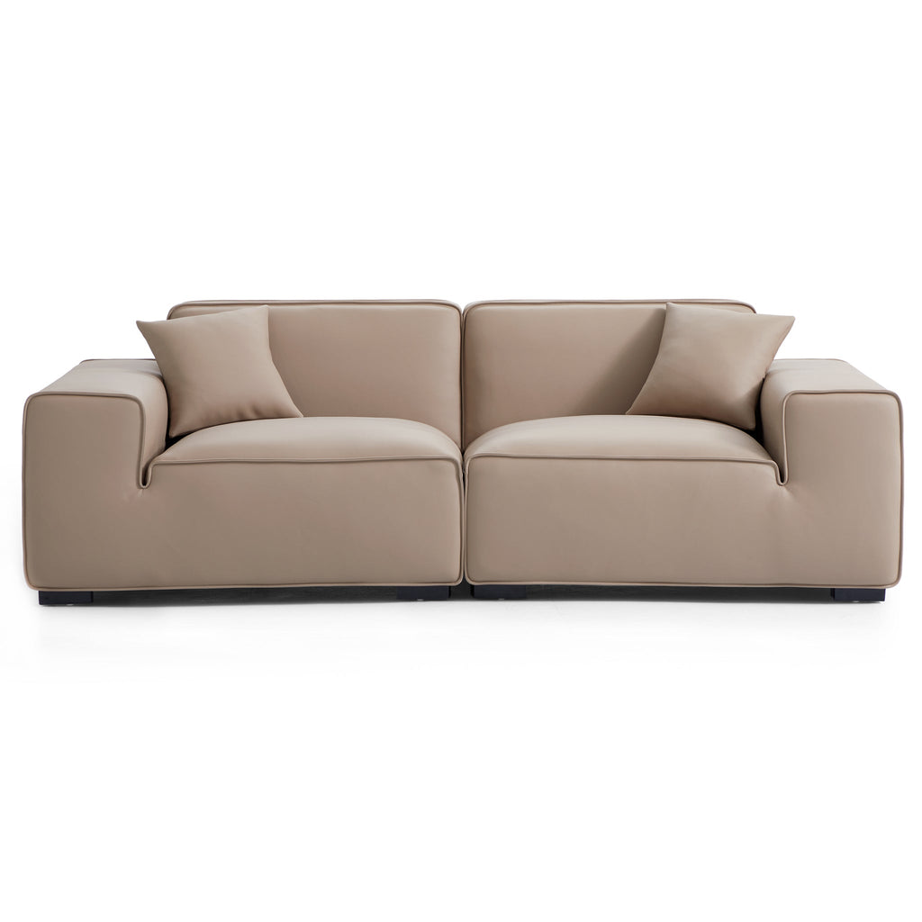 Domus Modular Black Leather Sofa
