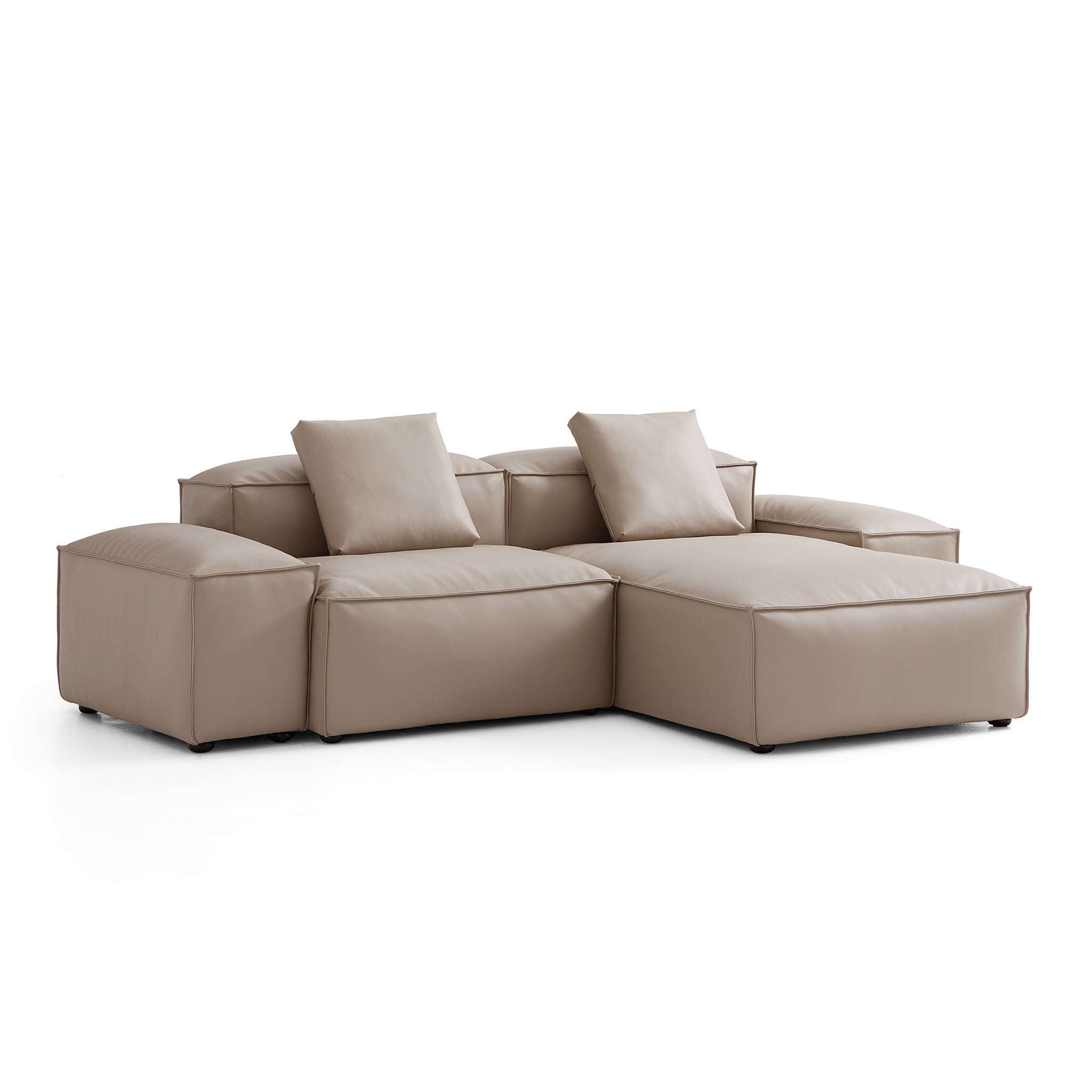 Cube Modular Beige Genuine Leather Sectional