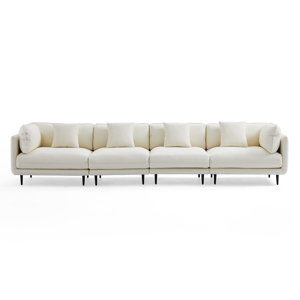Vanilla White Leather Sofa