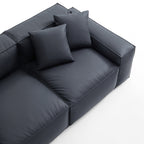 Canapé en cuir noir minimaliste géométrique