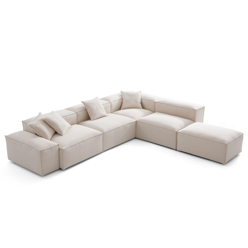 Canapé modulable en L et pouf gris Freedom