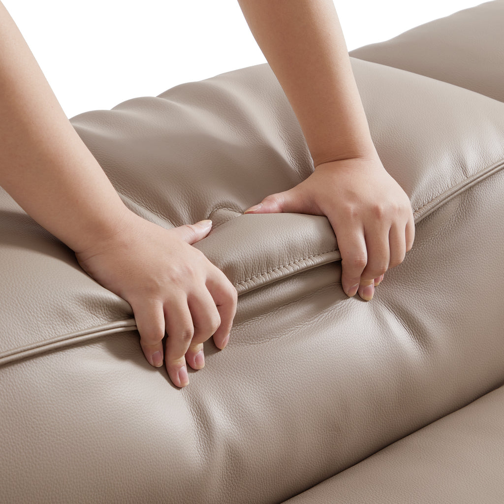 Cube Modular Beige Genuine Leather Sofa