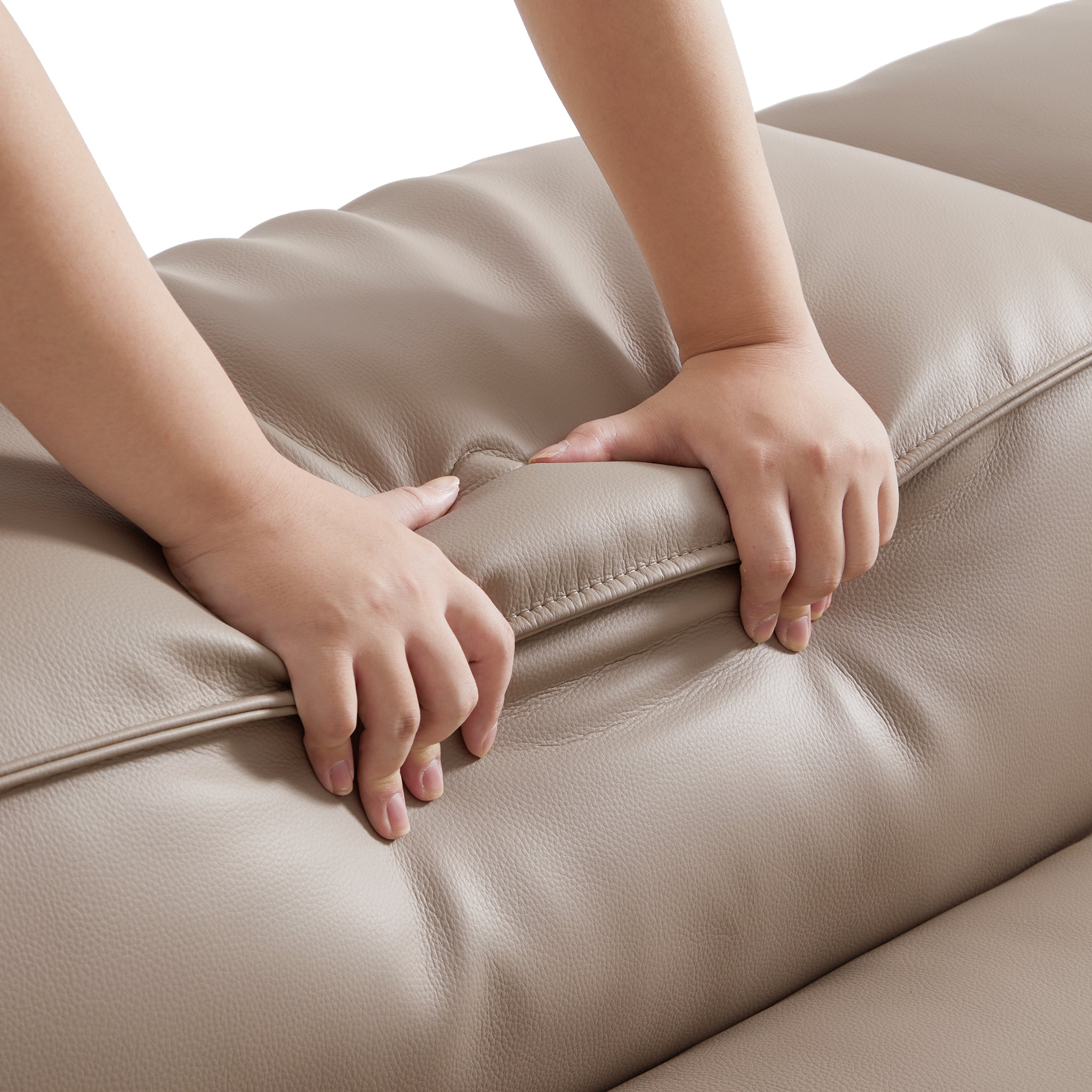 Cube Modular Beige Genuine Leather Sofa