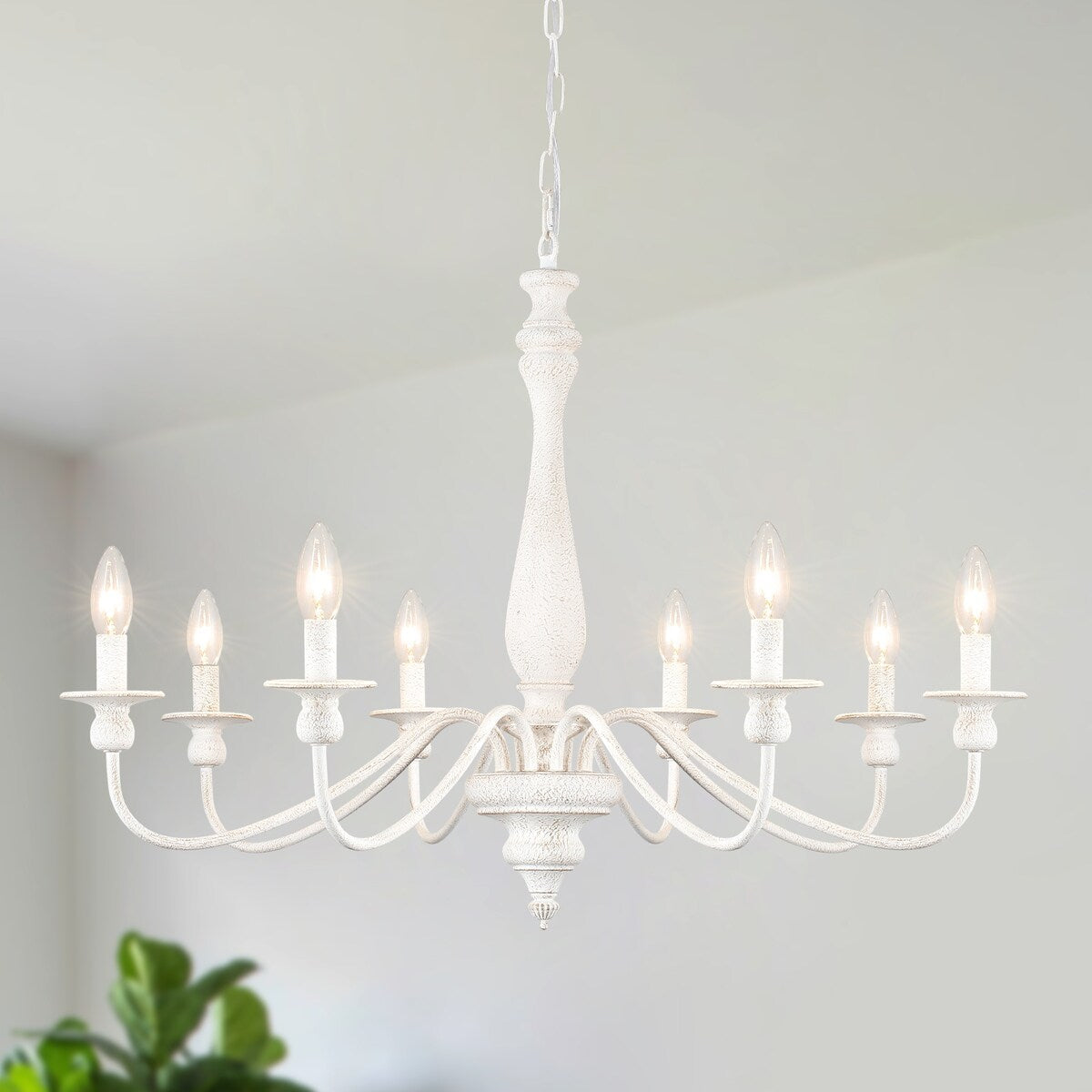 Lustre de ferme moderne, lustre bougie à 8 lumières pour salon, cuisine, îlot, salle à manger, hall d'entrée - L 31,1 x H 20,66