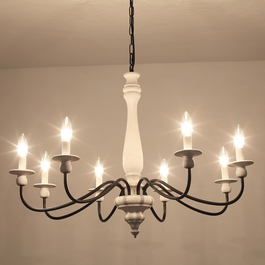 Lustre de ferme moderne, lustre bougie à 8 lumières pour salon, cuisine, îlot, salle à manger, hall d'entrée - L 31,1 x H 20,66