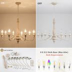Lustre de ferme moderne, lustre bougie à 8 lumières pour salon, cuisine, îlot, salle à manger, hall d'entrée - L 31,1 x H 20,66