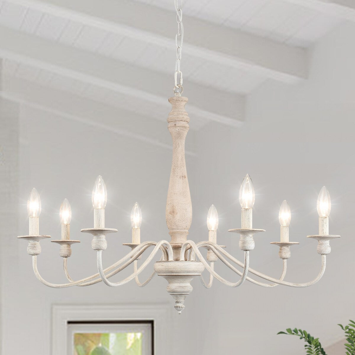 Lustre de ferme moderne, lustre bougie à 8 lumières pour salon, cuisine, îlot, salle à manger, hall d'entrée - L 31,1 x H 20,66