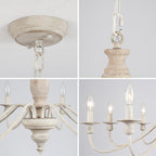 Lustre de ferme moderne, lustre bougie à 8 lumières pour salon, cuisine, îlot, salle à manger, hall d'entrée - L 31,1 x H 20,66