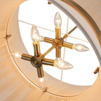 Lustre tambour bohème moderne à 8 lumières, grand format, 61 cm, en tissu tissé à la main, couleur or/noir, pour salle à manger/salon