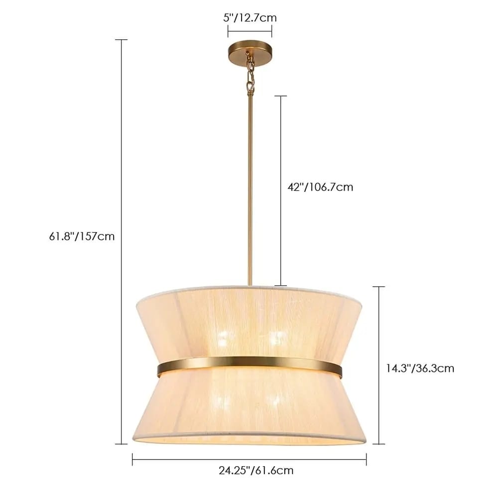 Lustre tambour bohème moderne à 8 lumières, grand format, 61 cm, en tissu tissé à la main, couleur or/noir, pour salle à manger/salon