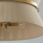 Lustre tambour bohème moderne à 8 lumières, grand format, 61 cm, en tissu tissé à la main, couleur or/noir, pour salle à manger/salon