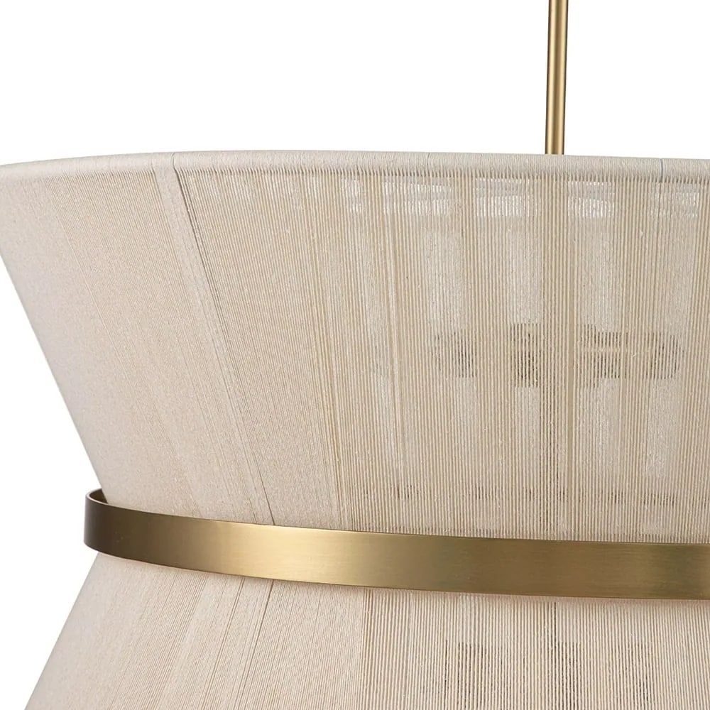 Lustre tambour bohème moderne à 8 lumières, grand format, 61 cm, en tissu tissé à la main, couleur or/noir, pour salle à manger/salon
