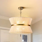 Lustre tambour bohème moderne à 8 lumières, grand format, 61 cm, en tissu tissé à la main, couleur or/noir, pour salle à manger/salon