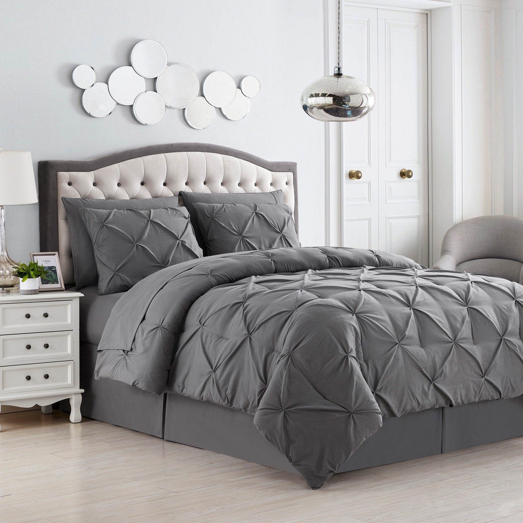 Ensemble de draps et couettes plissés 8 pièces