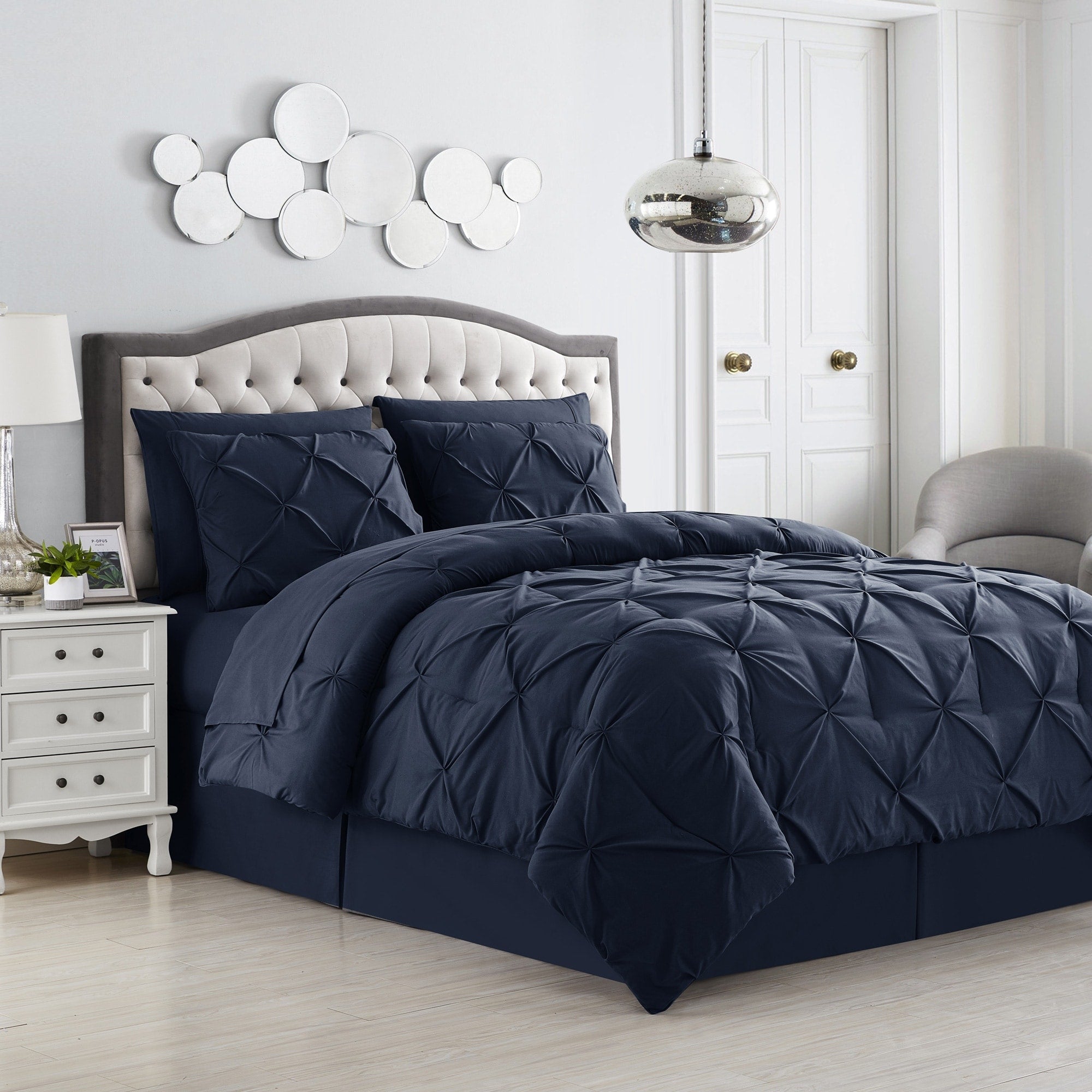 Ensemble de draps et couettes plissés 8 pièces