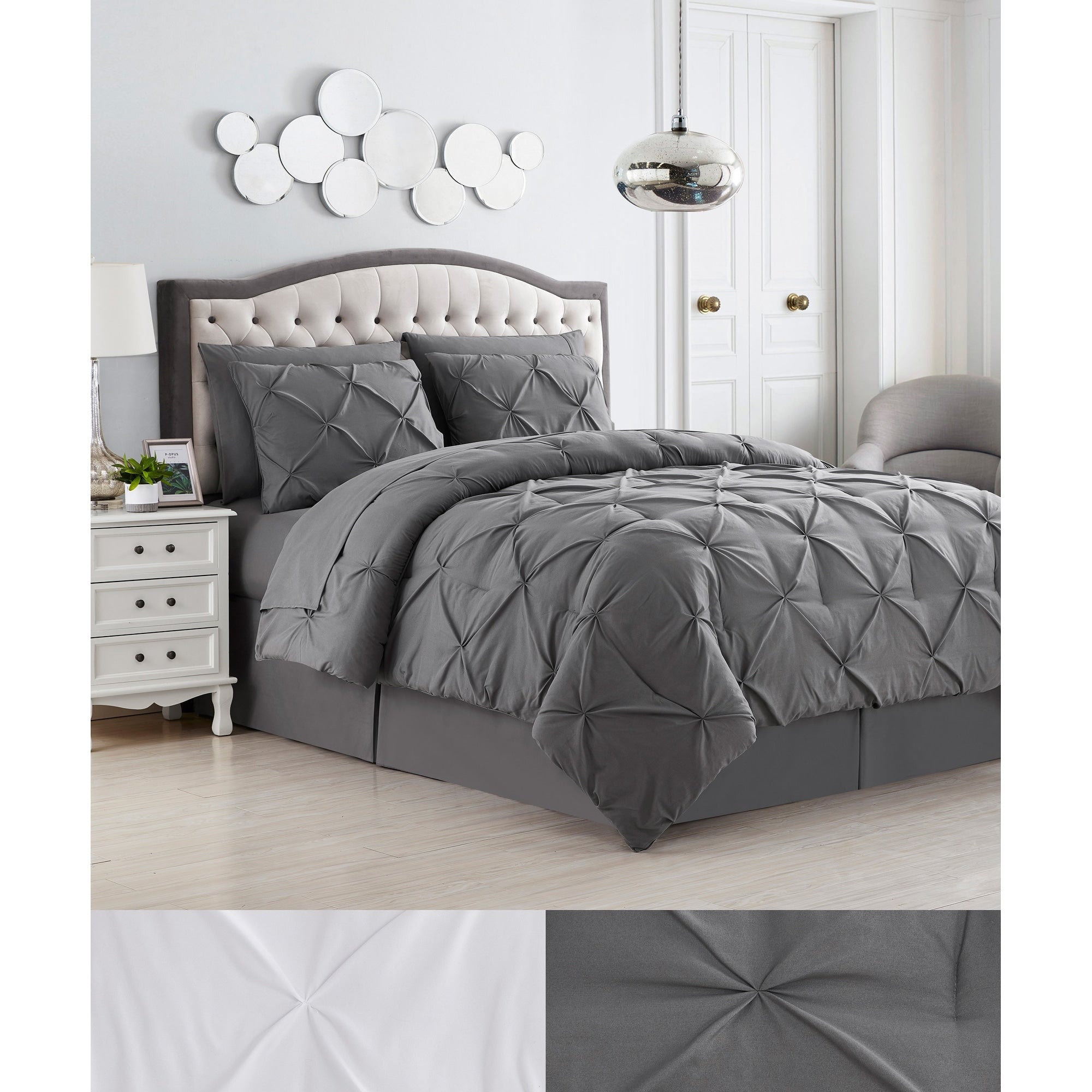 Ensemble de draps et couettes plissés 8 pièces